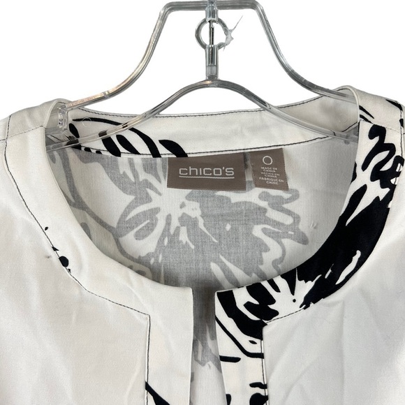 Chicos Blazer 0 Small Black & White  Leah Print Open Front 3/4 Sleeve EUC - Picture 5 of 6
